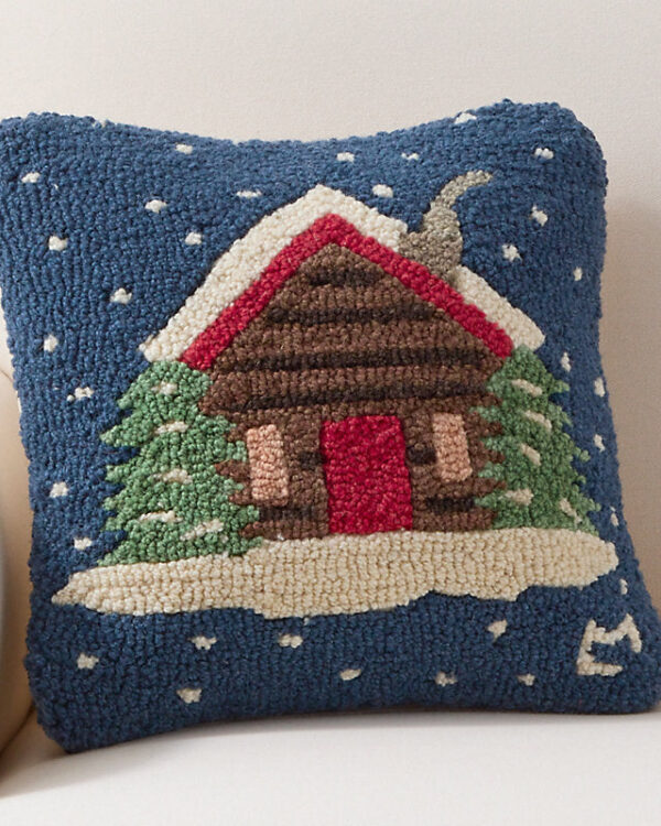 Cozy Cabin Hooked Wool Pillow